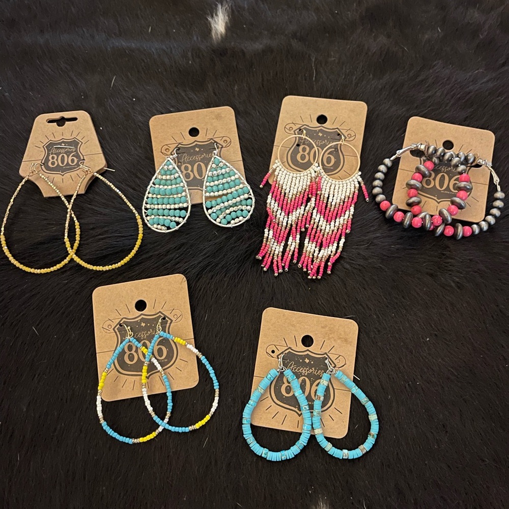 Beaded Earrings 6 pairs of 806